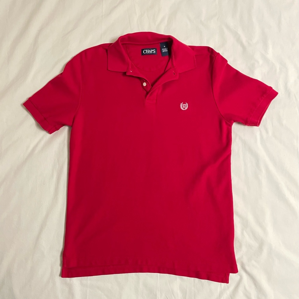 Men’s Medium Chaps Polo Shirt. Red. 100% cotton.